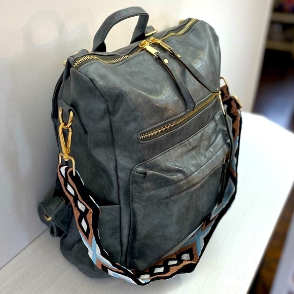 BRAND NEW! Grey Camden Bag w/Aqua Brown Crossbody Strap💙🤎 - Picture 6 of 16